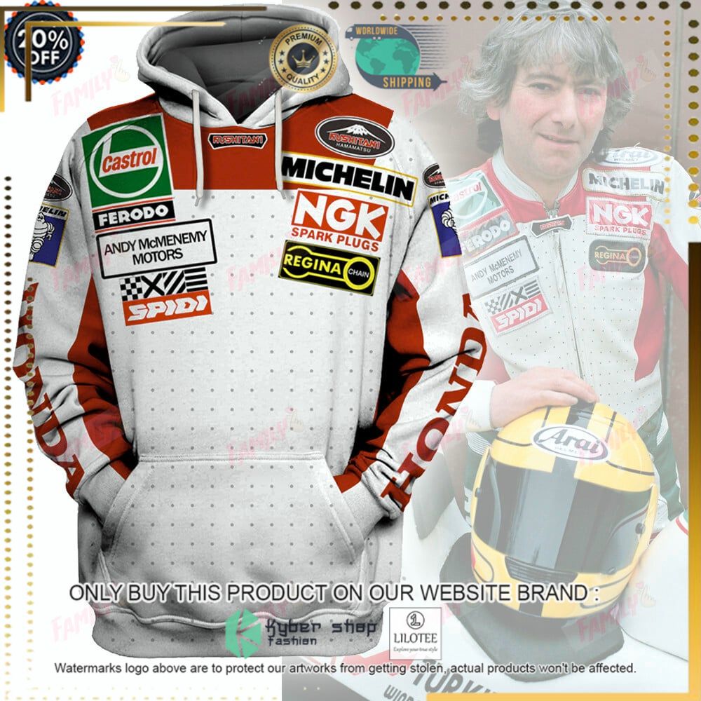 joey dunlop racing white red 3d hoodie shirt 1 41861
