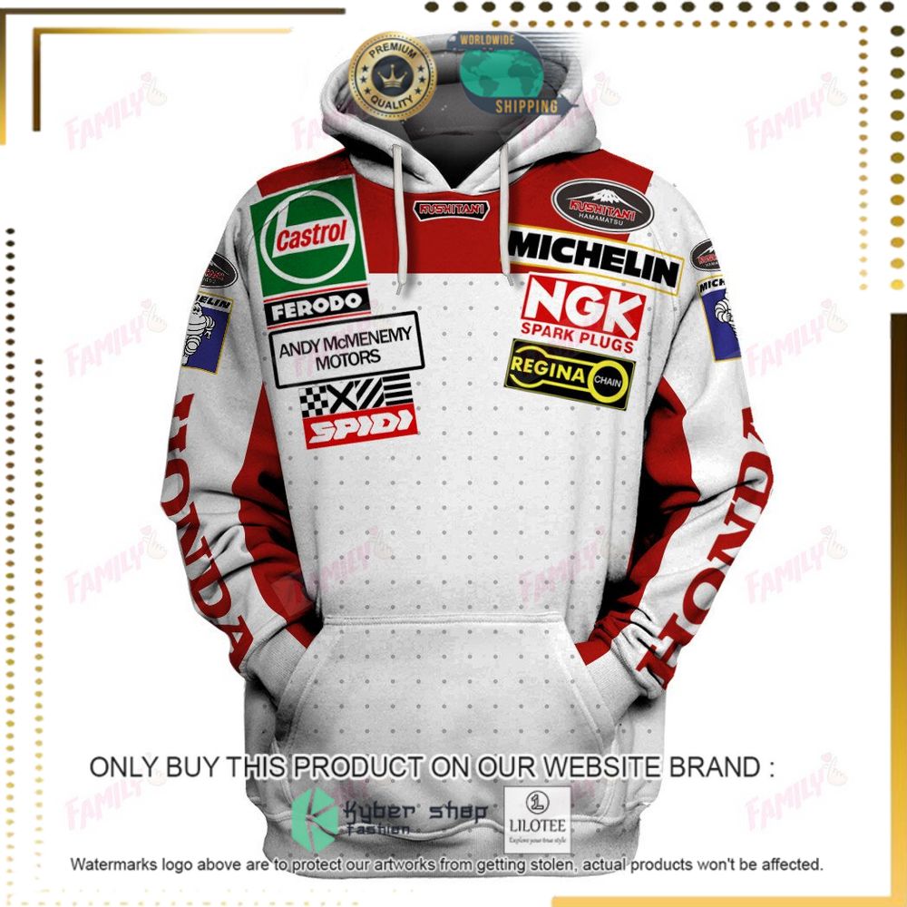 joey dunlop racing white red 3d hoodie shirt 2 93012