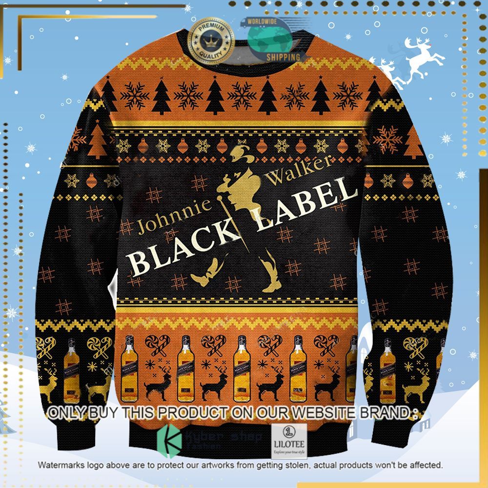 johnnie walker black label black orange ugly sweater 1 30600