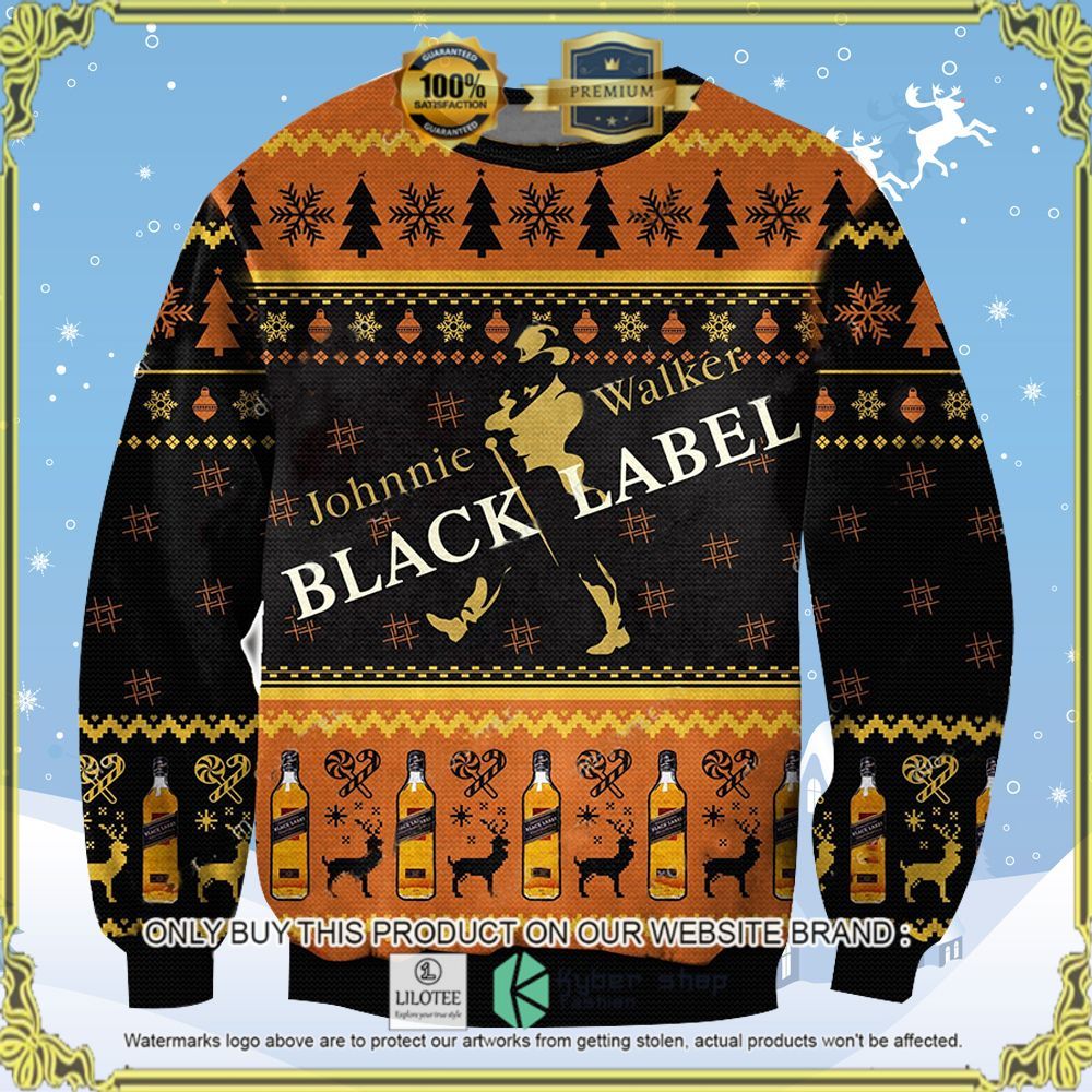 johnnie walker black label black orange ugly sweater 1 65112