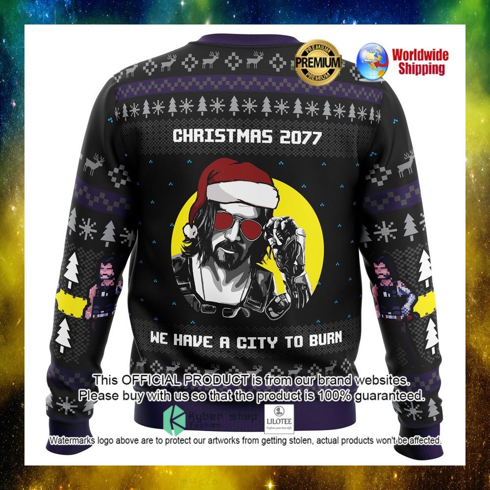 johnny silverhand 2077 we have a city to burn christmas sweater 1 635