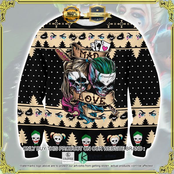 joker and harley quinn mad love woolen knitted sweater 1 11624