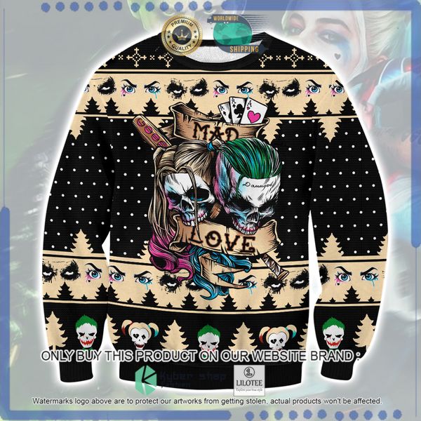 joker and harley quinn mad love woolen knitted sweater 1 56416