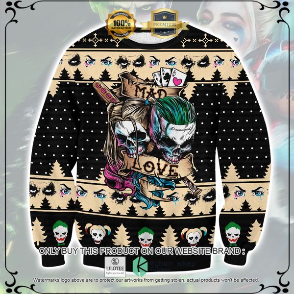 joker and harley quinn mad love woolen knitted sweater 1 93945