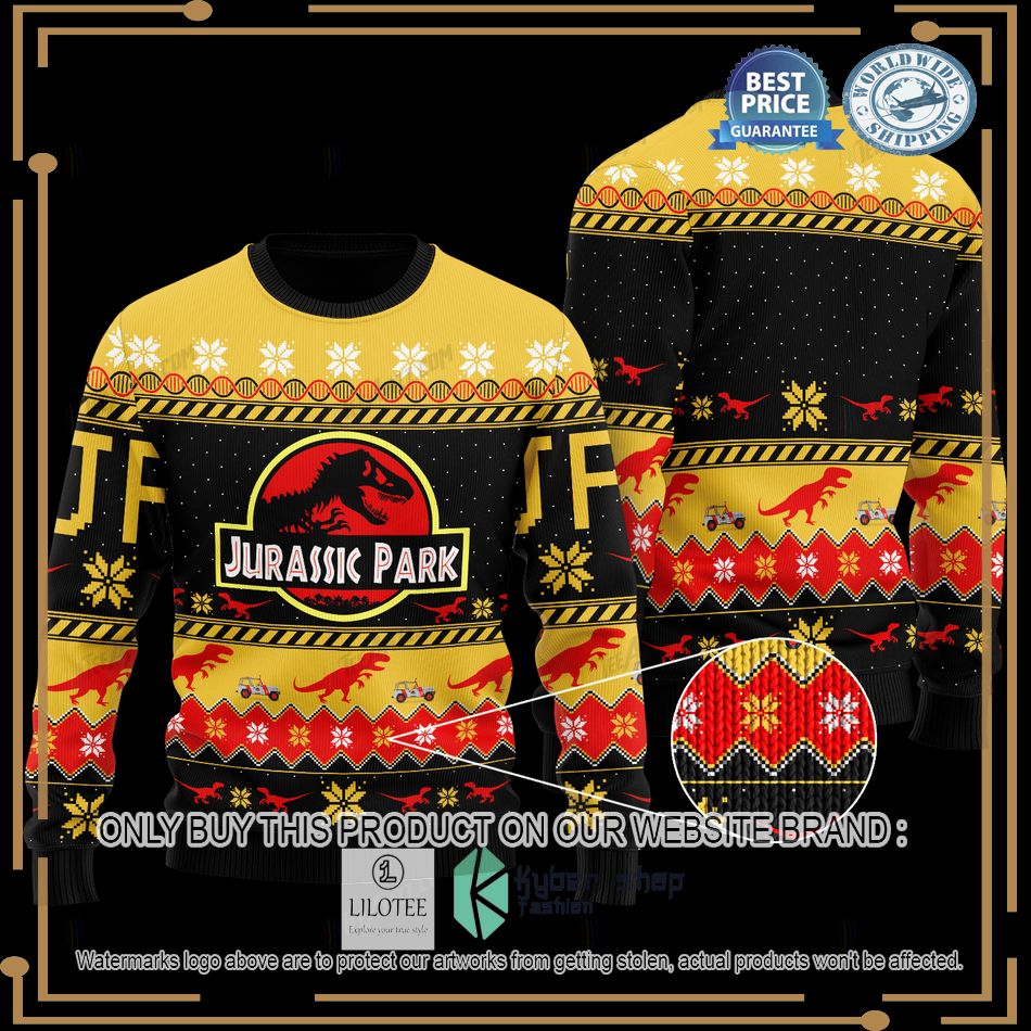 jurassic park black yellow christmas sweater 1 69877