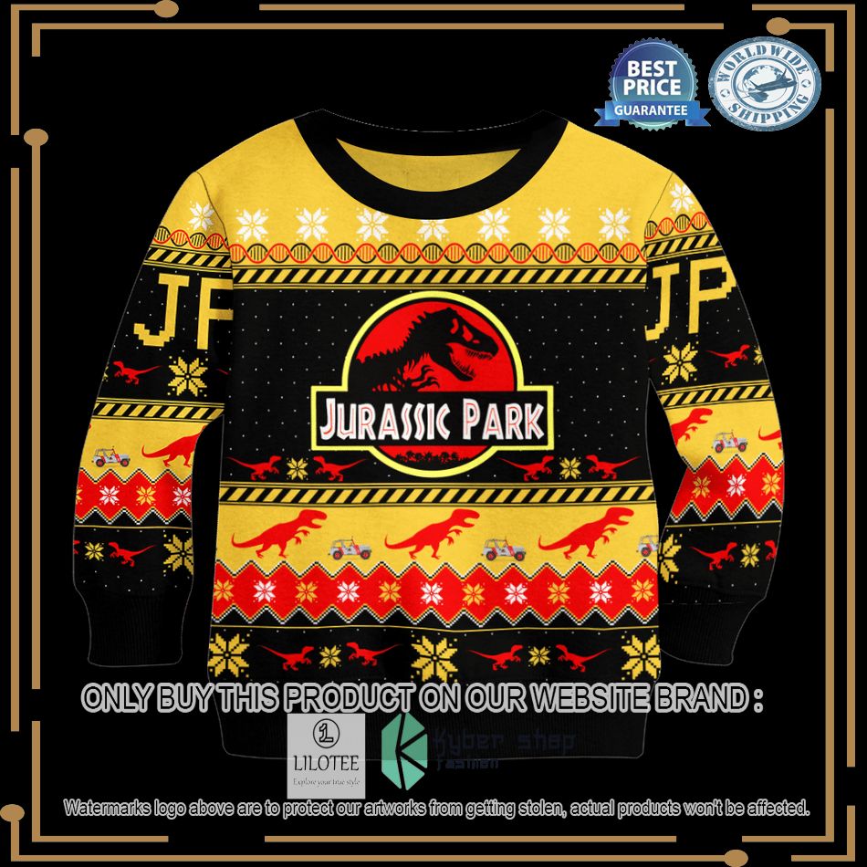 jurassic park black yellow christmas sweater 2 49388
