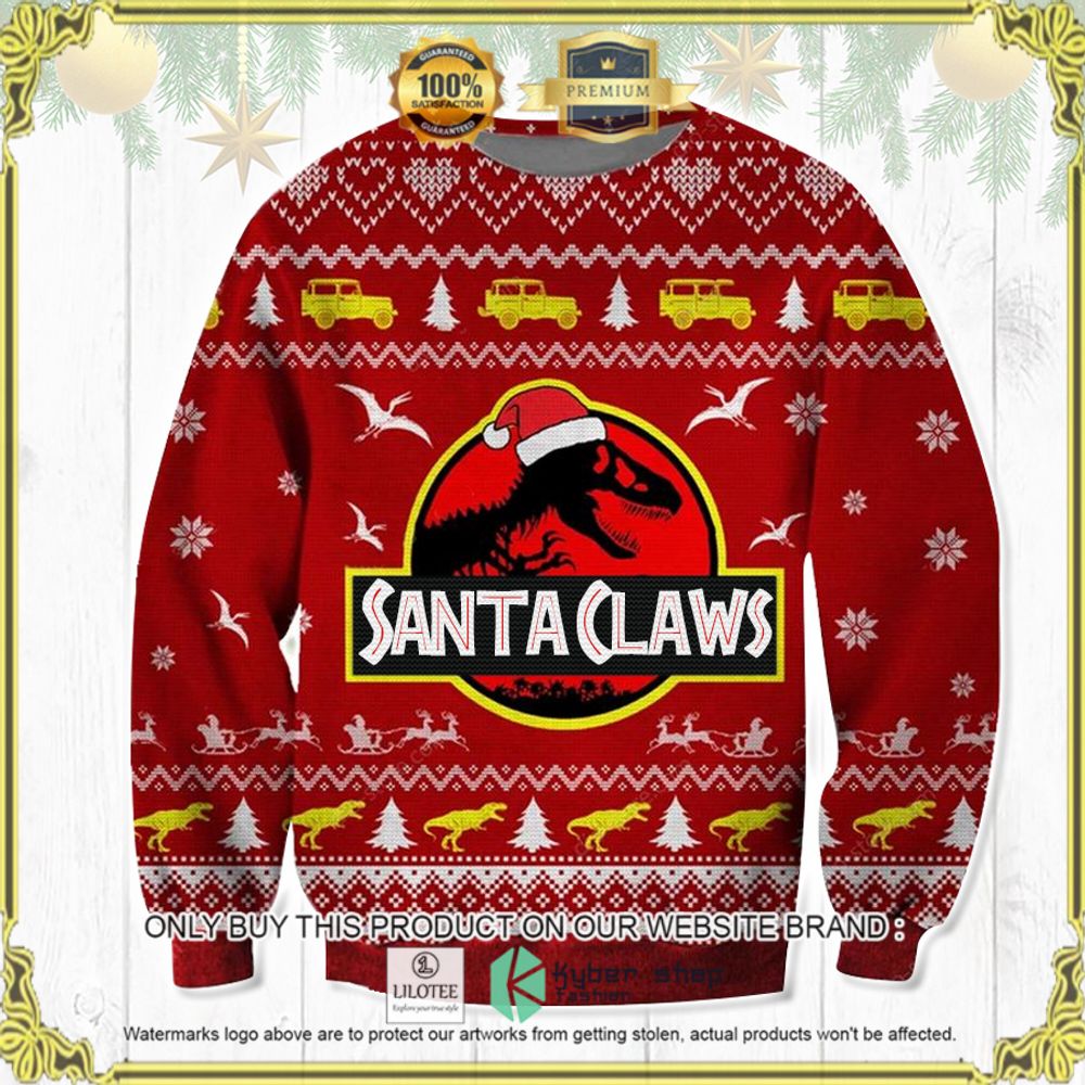 jurassic park santa claws ugly sweater 1 38845
