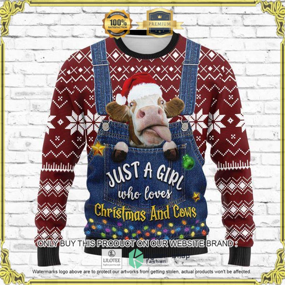 just a girl who loves cow christmas sweater 1 75037