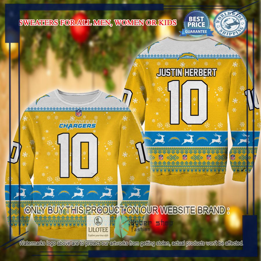justin herbert los angeles chargers christmas sweater 1 5921