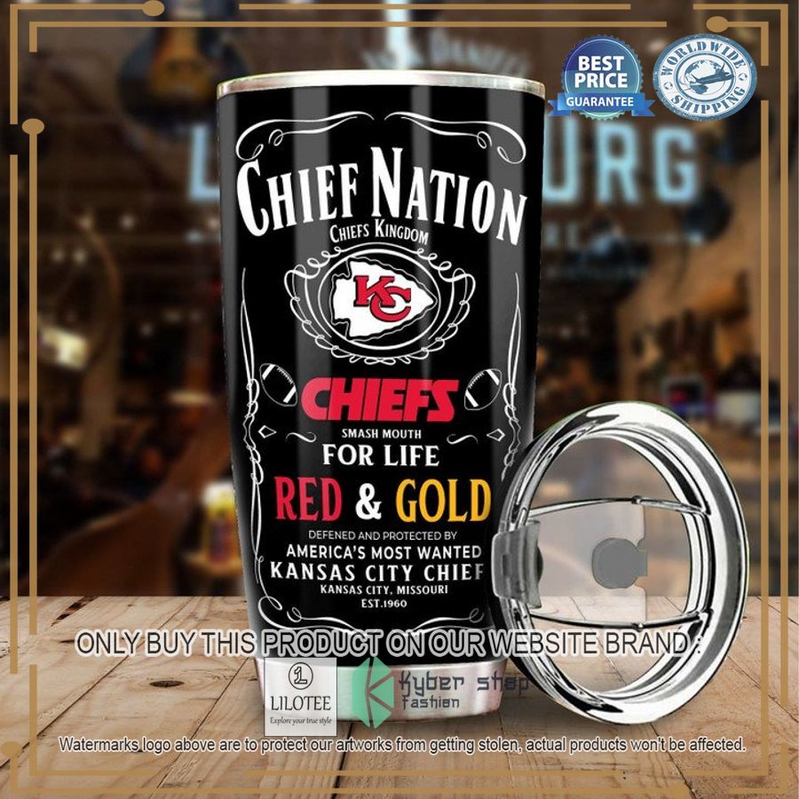 kansas city chiefs nation for life red and gold tumbler 1 84379