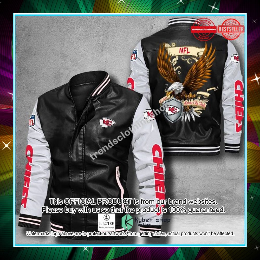 kansas city chiefs nfl eagle leather bomber jacket 1 771