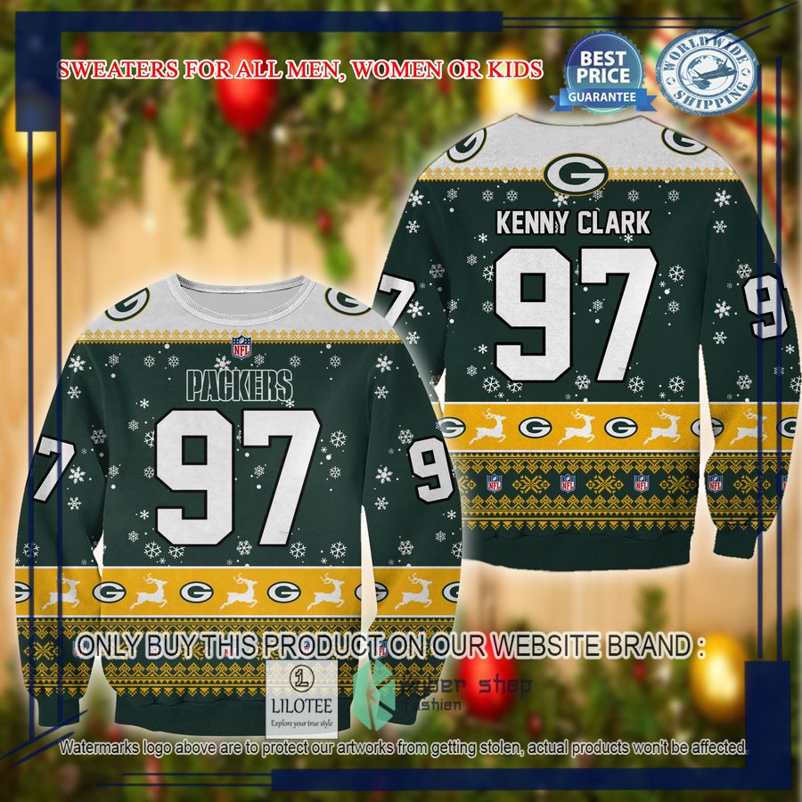 kenny clark green bay packers christmas sweater 1 48494