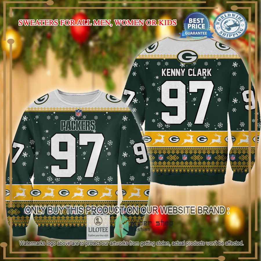 kenny clark green bay packers christmas sweater 1 59519