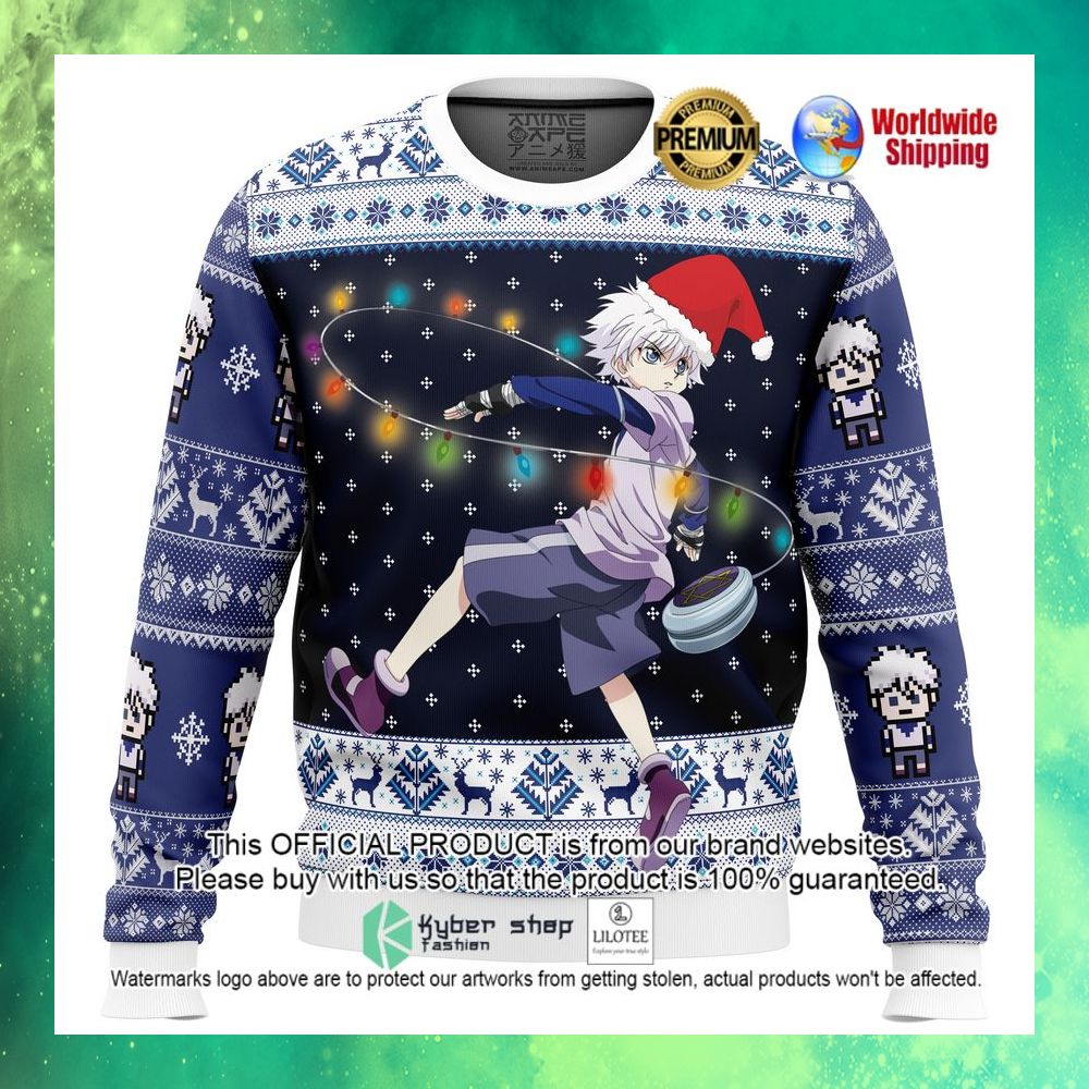 killua zoldyck hunter x hunter anime christmas sweater 1 838