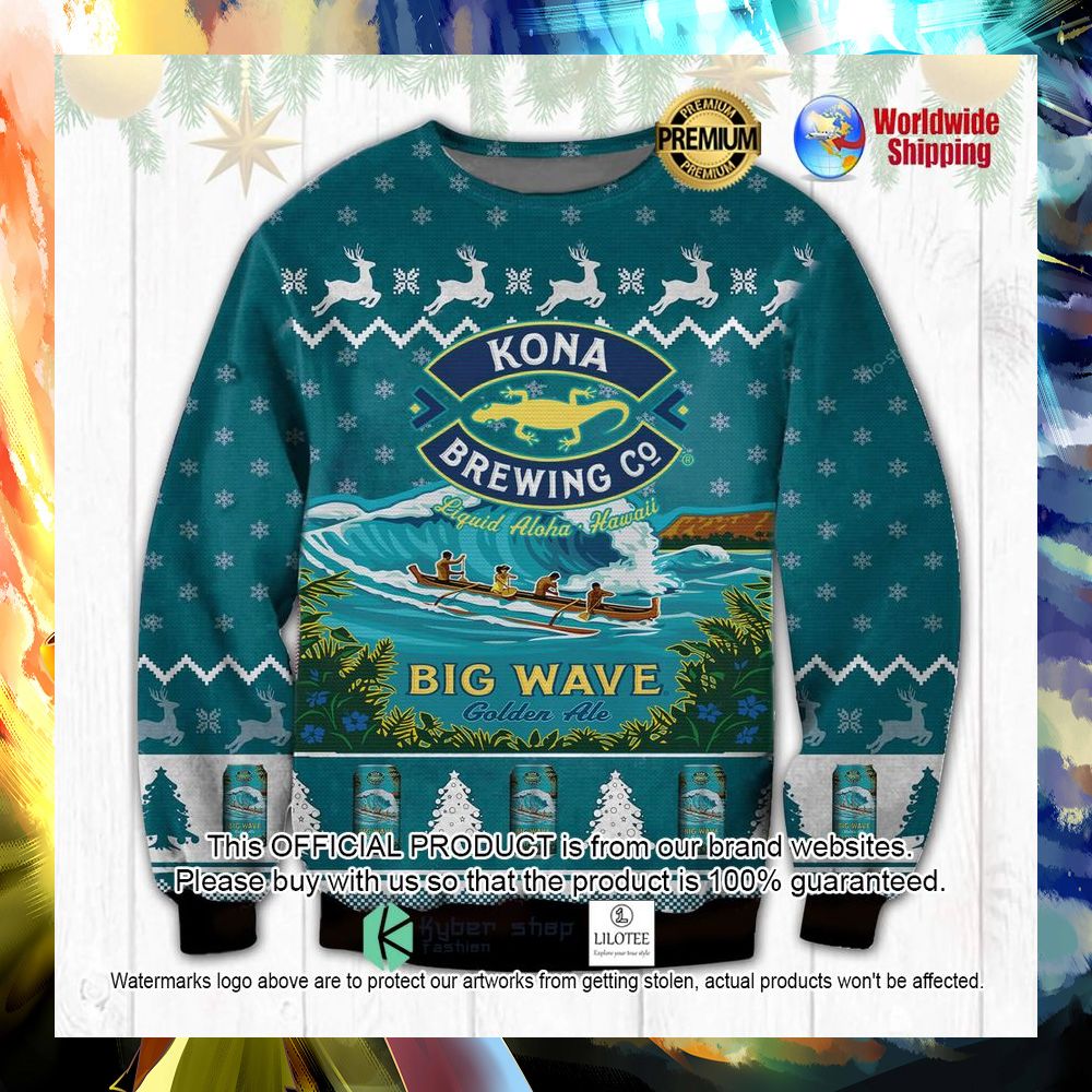 kona brewing company big wave christmas sweater 1 477