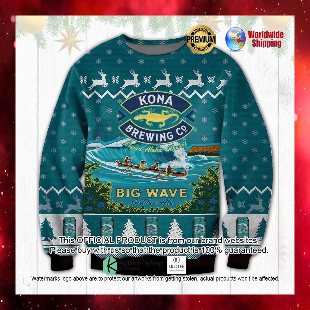 kona brewing company big wave christmas sweater 1 553