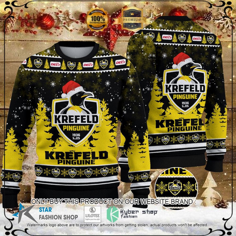 krefeld pinguine black yellow christmas sweater 1 21275