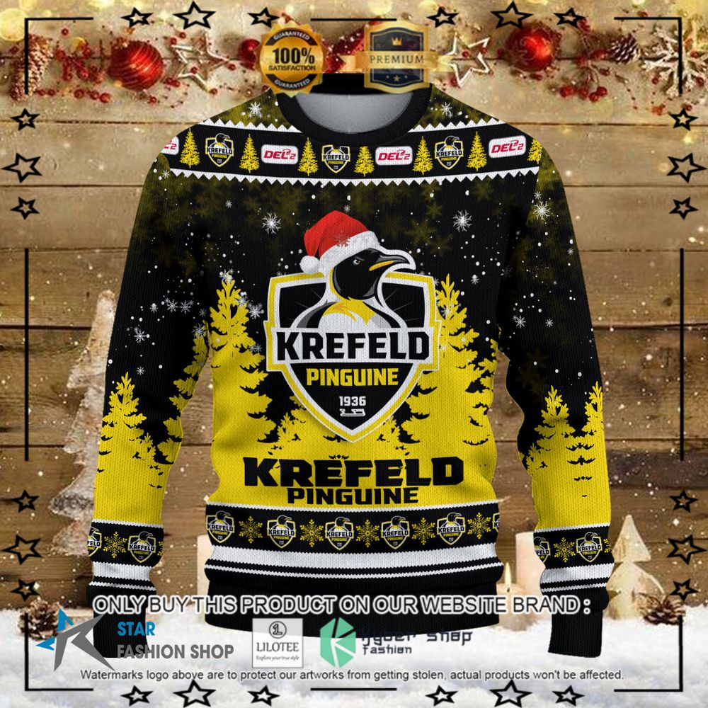 krefeld pinguine black yellow christmas sweater 1 36034