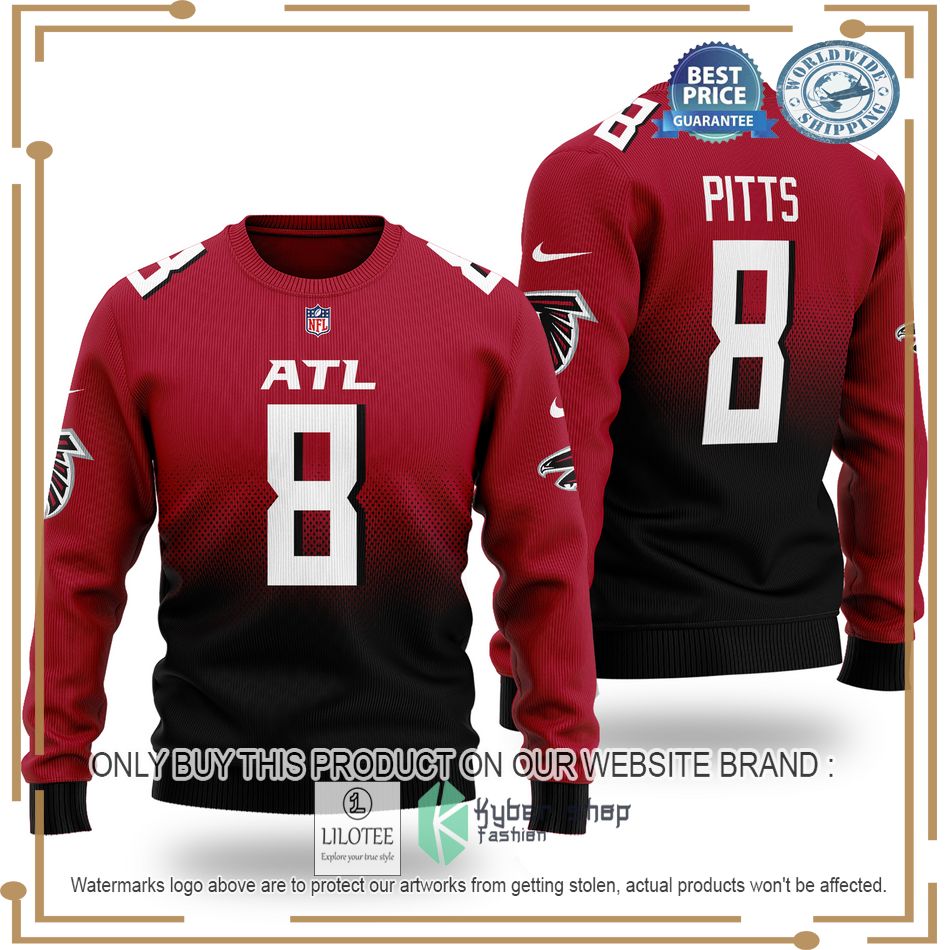 kyle pitts 8 atlanta falcons nfl red black wool sweater 1 55335