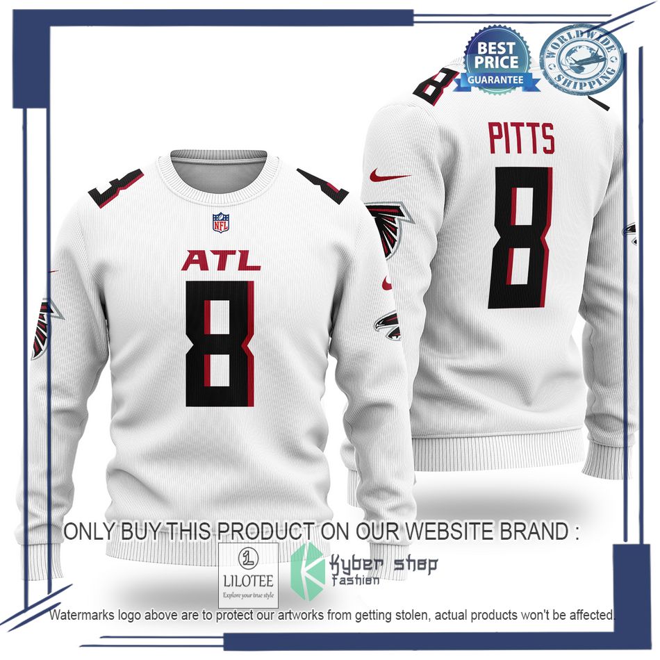 kyle pitts 8 atlanta falcons nfl white wool sweater 1 60160
