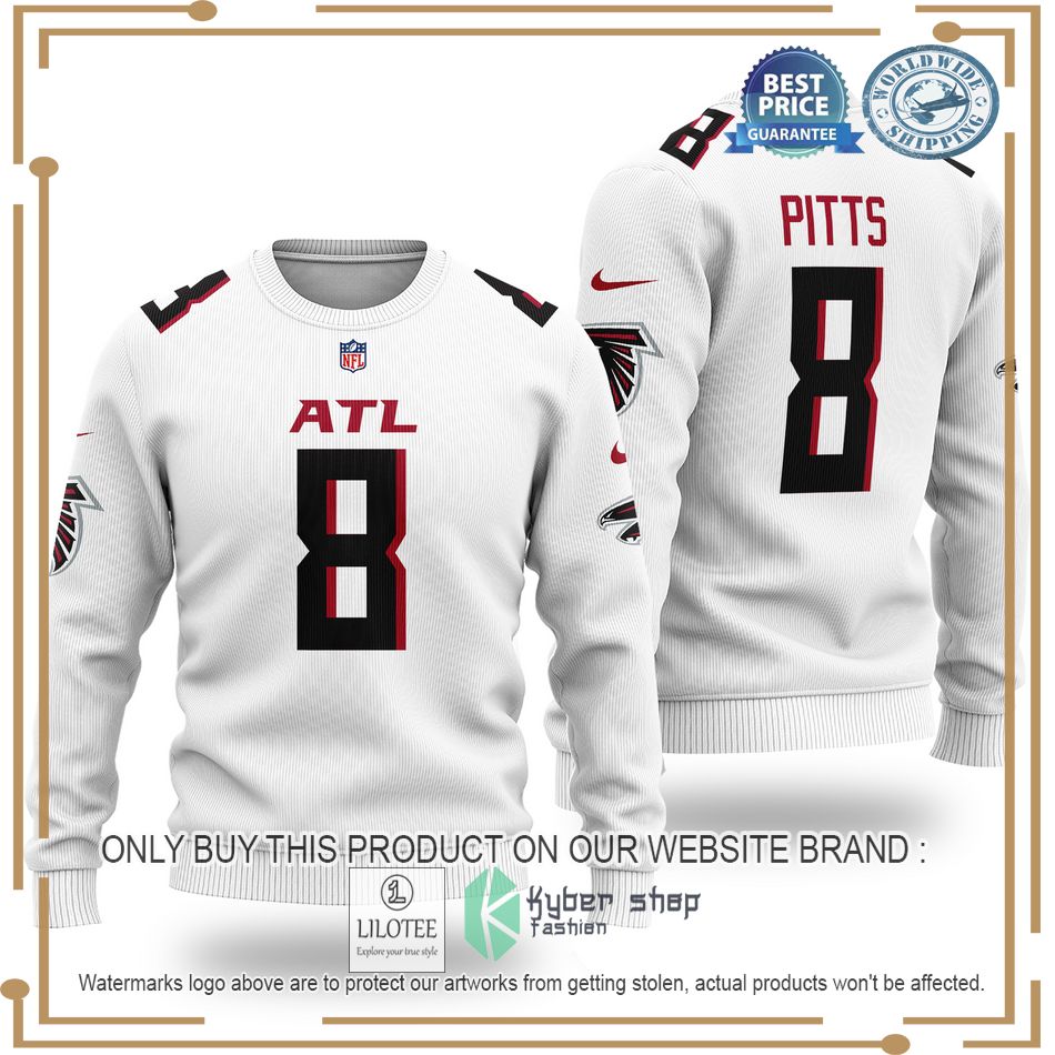kyle pitts 8 atlanta falcons nfl white wool sweater 1 65879