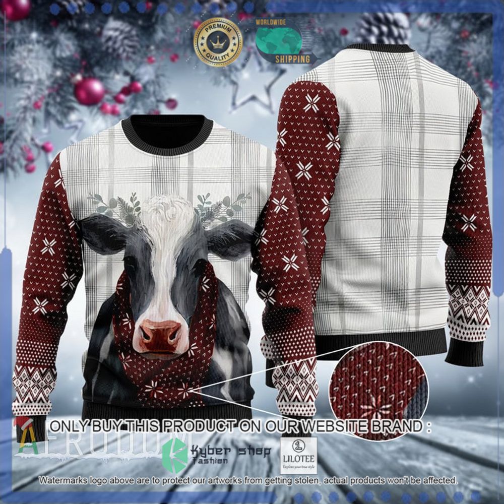 cow red white christmas sweater 1 89594