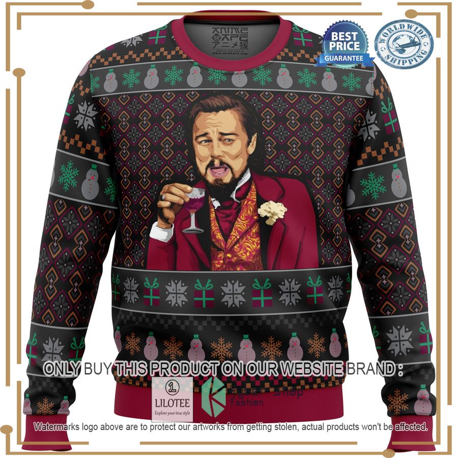 laughing leo dicaprio meme christmas sweater 1 88483