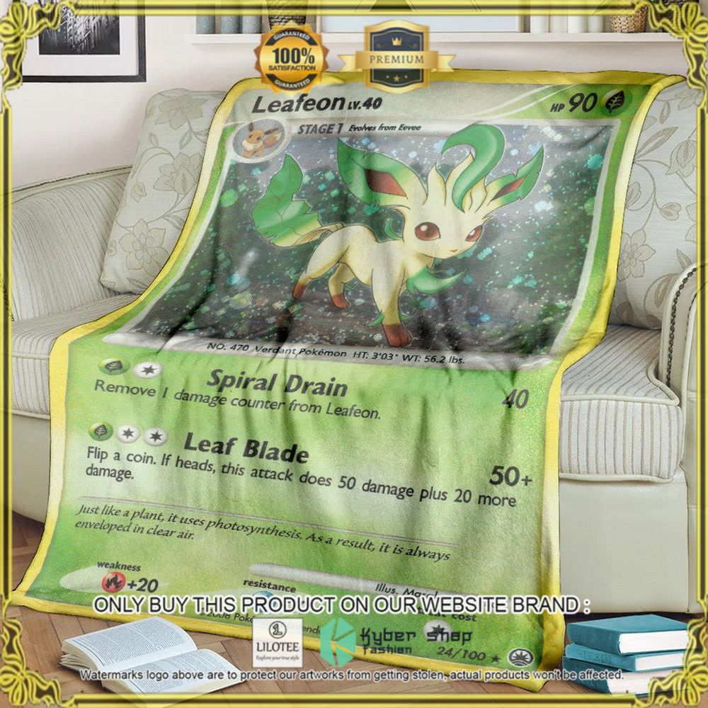 Leafeon Custom Pokemon Soft Blanket - LIMITED EDITION 7