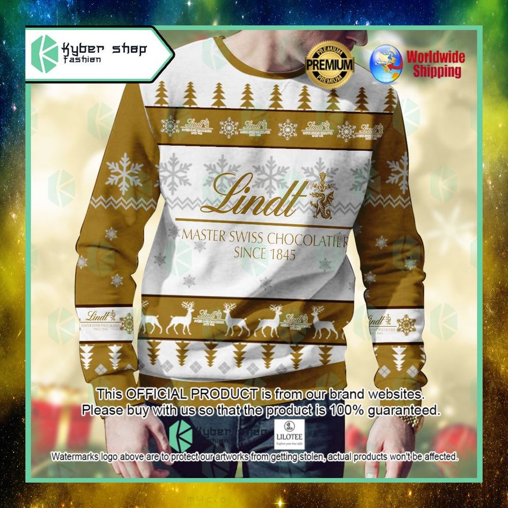 lindt master swiss chocolatier since 1845 custom name christmas sweater 1 52
