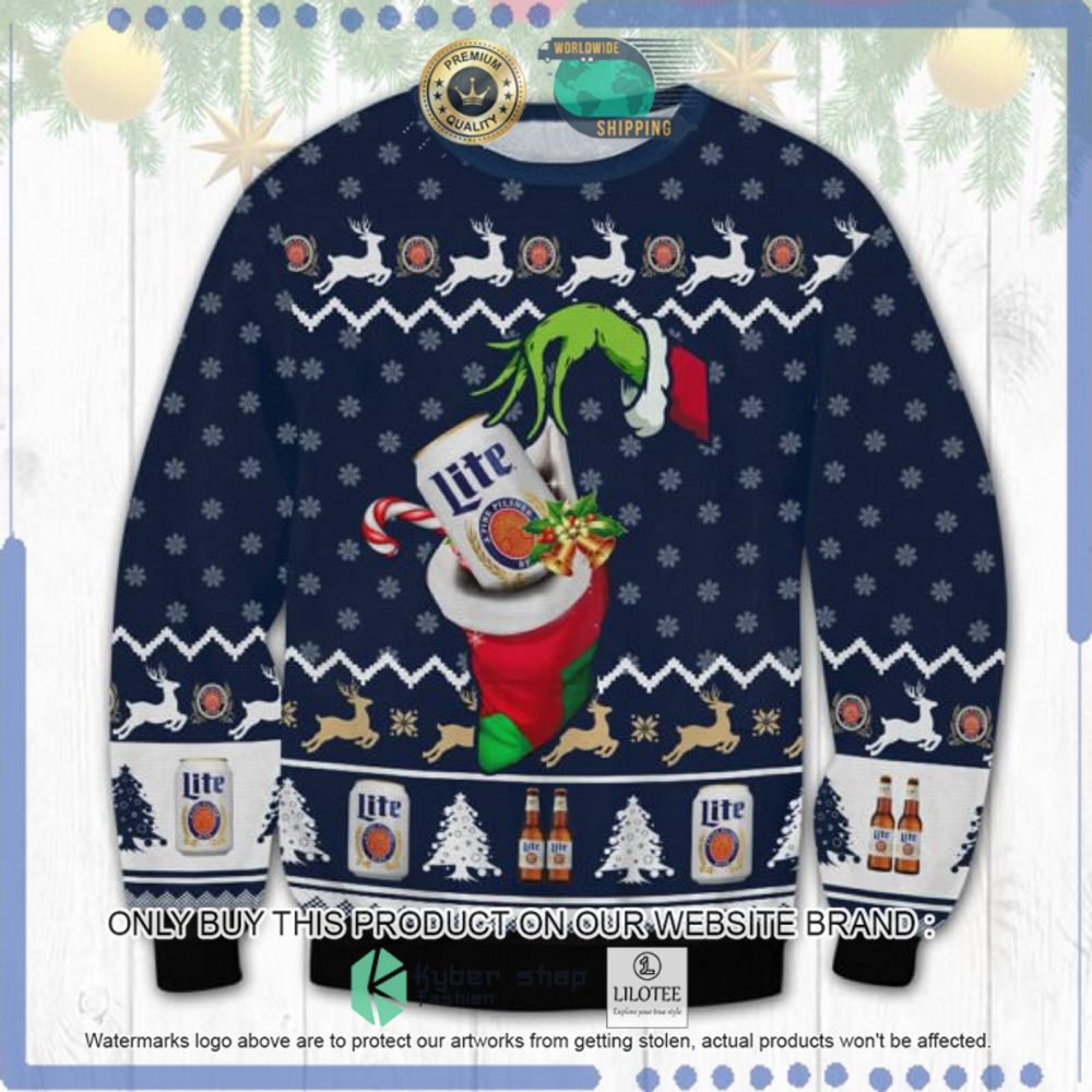 Lite Beer Grinch Hand Ugly Christmas Sweater - LIMITED EDITION 9
