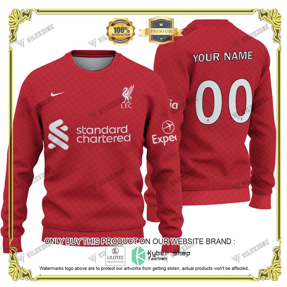 Liverpool FC Standard Chartered Personalized Ugly Christmas Sweater - LIMITED EDITION 2