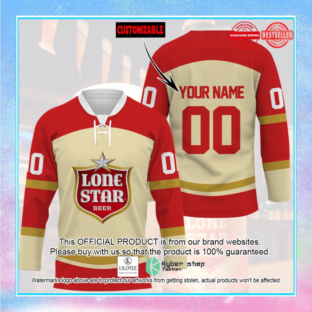 lone star beer custom name hockey jersey 1 577