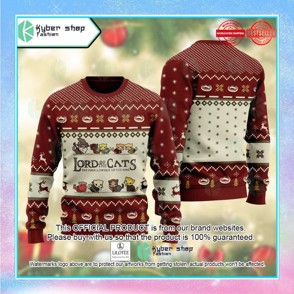 lord of the cats red christmas sweater 1 340