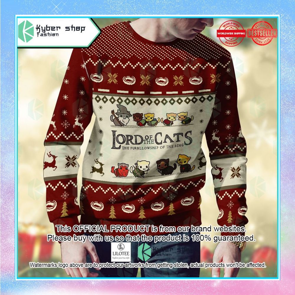 lord of the cats red christmas sweater 2 355