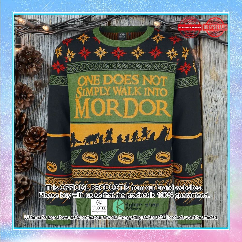 lord of the ring one does not simply walk into mordor green sweater christmas 1 294
