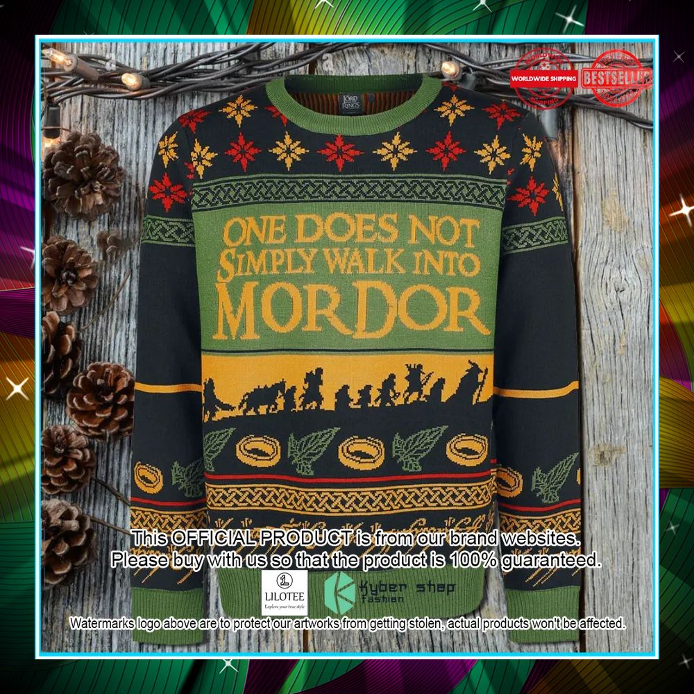 lord of the ring one does not simply walk into mordor green sweater christmas 1 421
