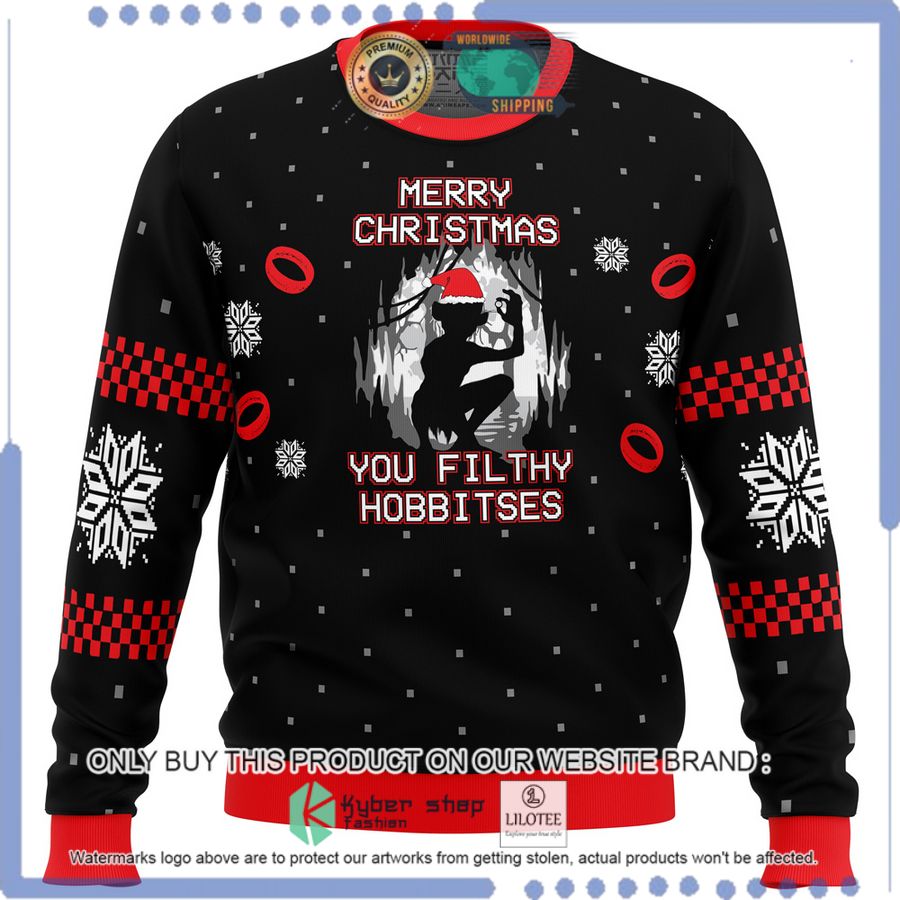 lord of the rings filthy hobitses christmas sweater 1 84975
