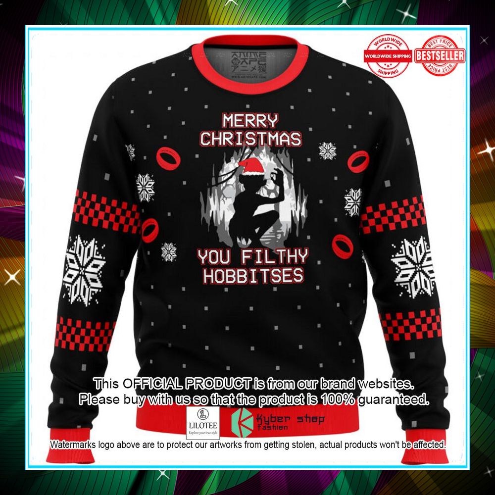 lord of the rings merry christmas you filthy hobitses sweater 1 833