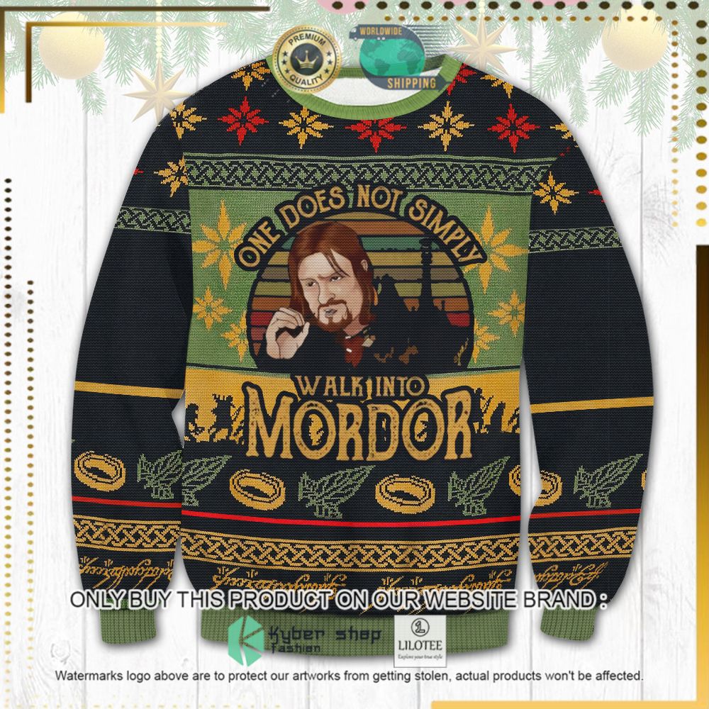 lord of the rings one does not simply walki into mordor ugly sweater 1 14064