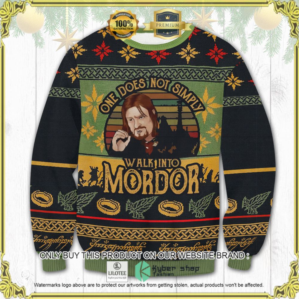 lord of the rings one does not simply walki into mordor ugly sweater 1 36661