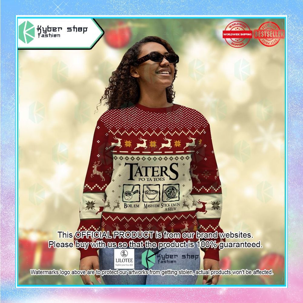 Lord Of The Rings Taters Potatoes Recipe red Christmas Sweater - LIMITED EDITION 4 lord of the rings taters potatoes recipe red christmas sweater 4 777