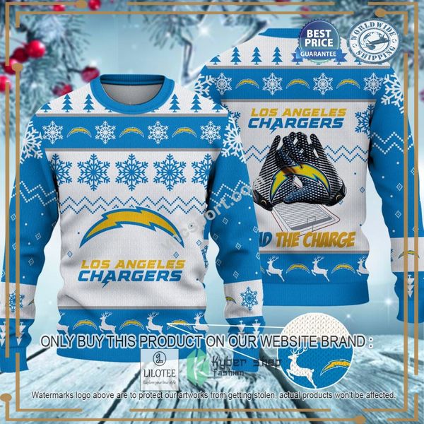 los angeles chargers the charge christmas sweater 1 6882