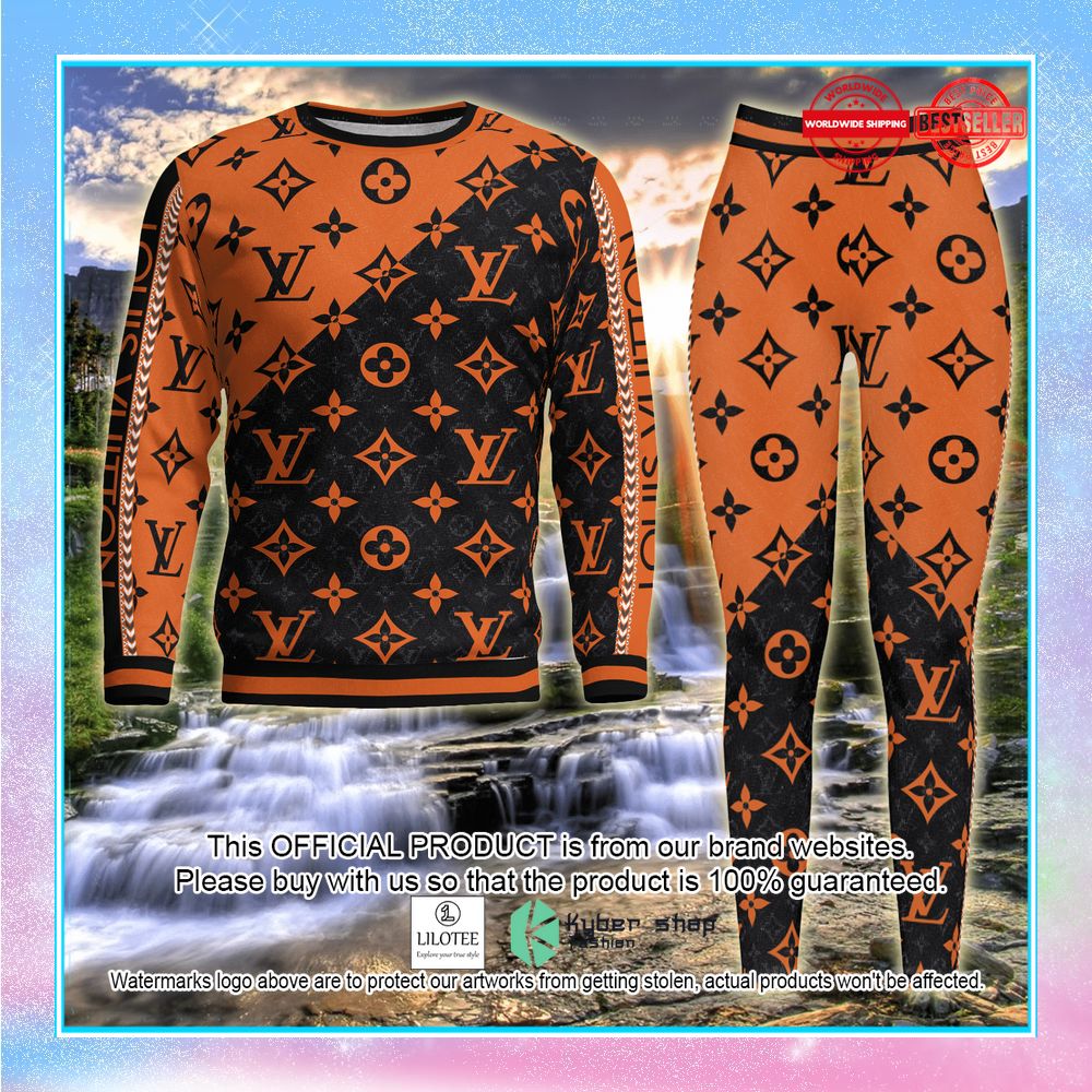 louis vuitton black orange sweater leggings 1 10