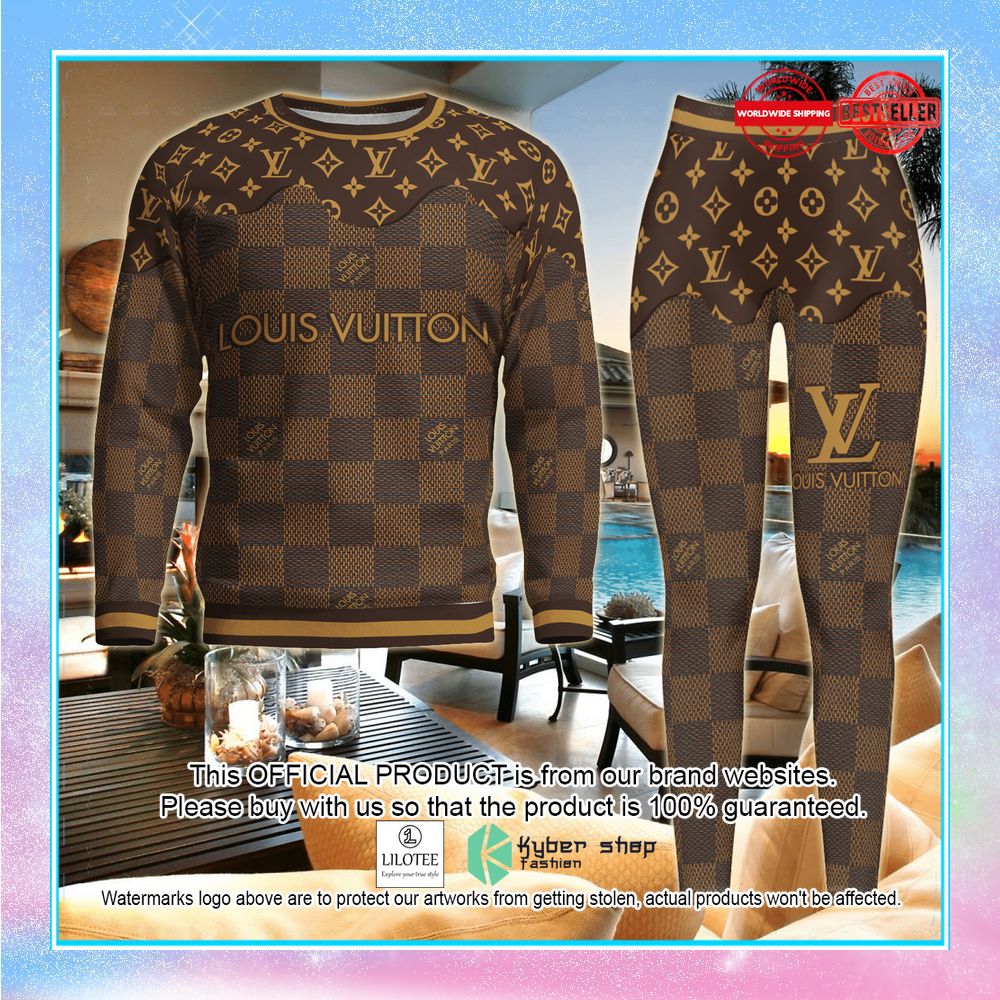 louis vuitton damier brown sweater leggings 1 285