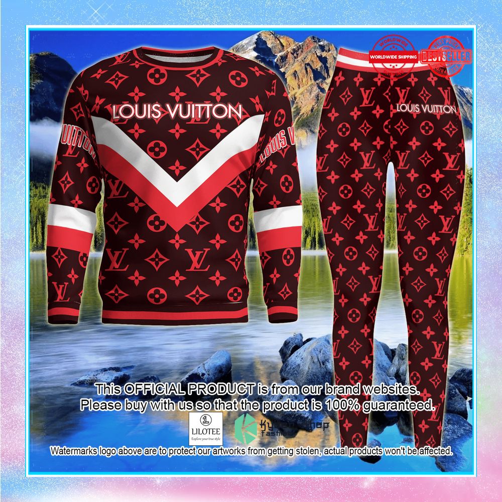 louis vuitton lv red sweater leggings 1 39