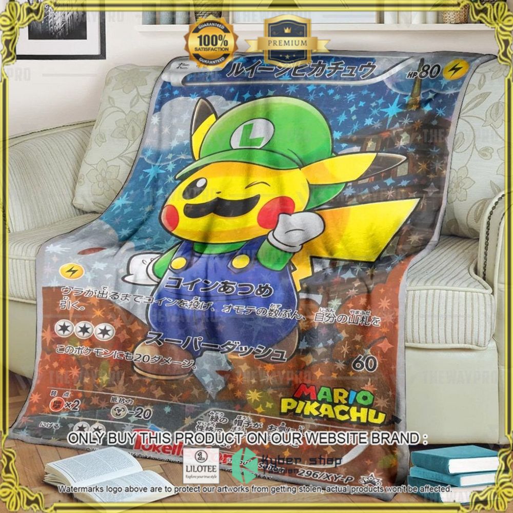 Luigi Pikachu Custom Pokemon Soft Blanket - LIMITED EDITION 8