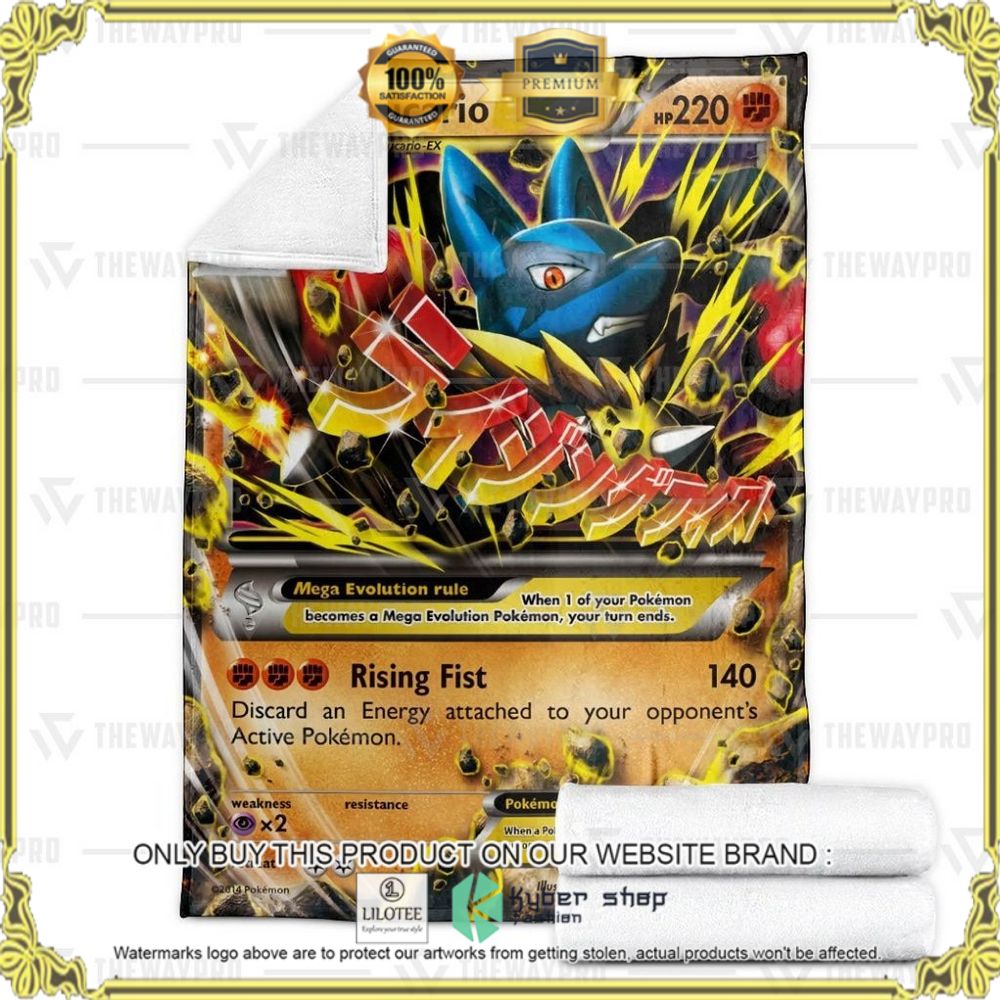 M Lucario EX Custom Pokemon Soft Blanket - LIMITED EDITION 3 M Lucario EX Custom Pokemon Soft Blanket - LIMITED EDITION - Image 3