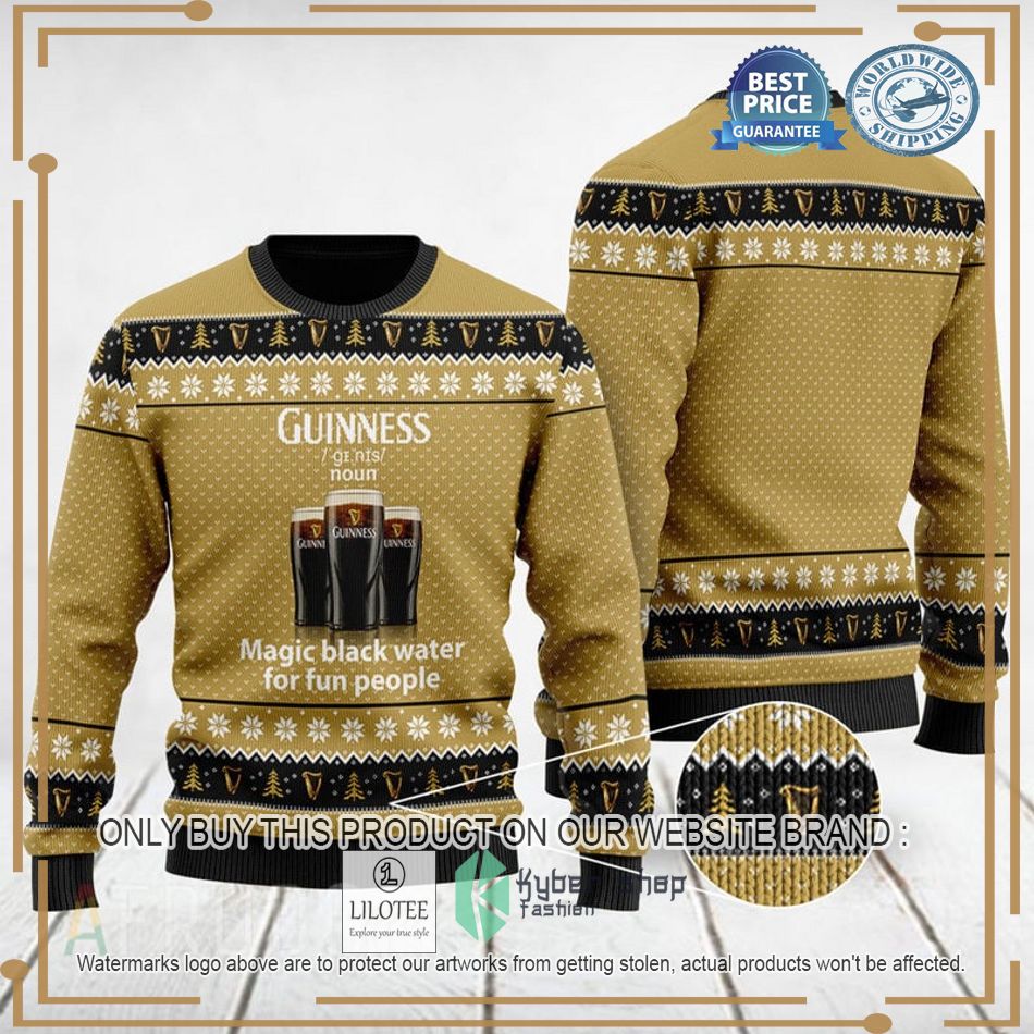 magic black water for fun people guinness ugly christmas sweater 1 35814