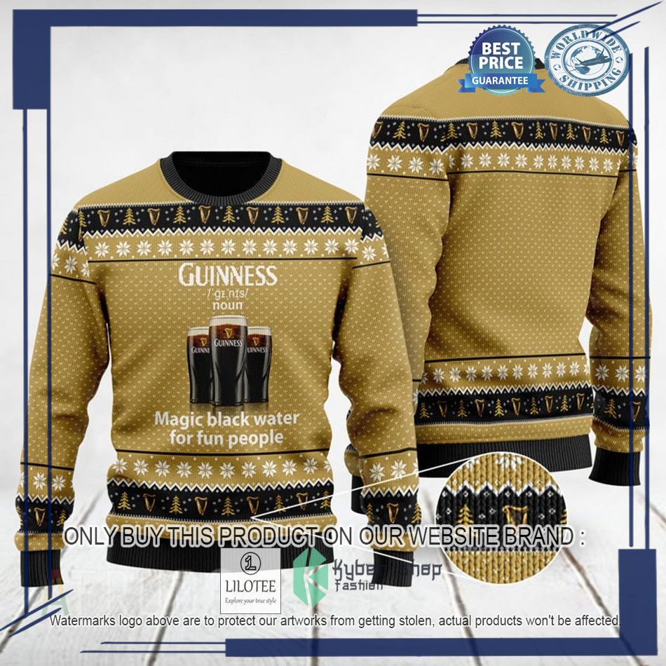 magic black water for fun people guinness ugly christmas sweater 1 74858