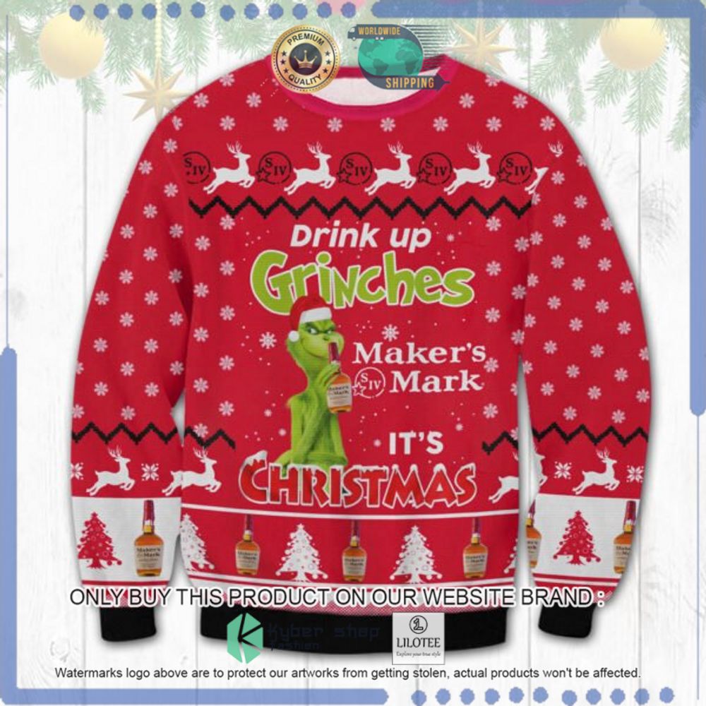 Maker's Mark Drink Up Grinches Ugly Christmas Sweater - LIMITED EDITION 9